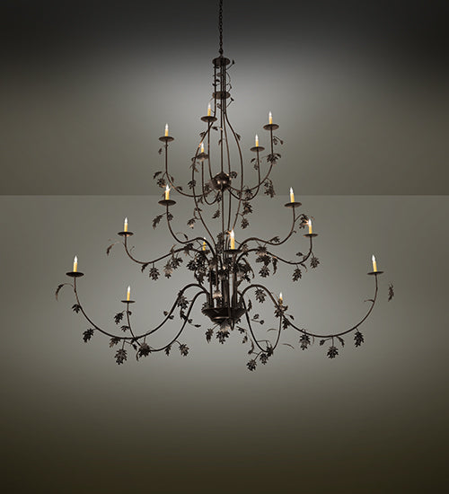 Meyda Lighting Oak Leaf 96" 15-Light Mahogany Bronze Chandelier With Ivory Faux Candlelight
