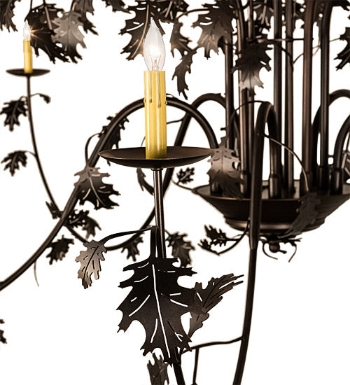 Meyda Lighting Oak Leaf 96" 15-Light Mahogany Bronze Chandelier With Ivory Faux Candlelight