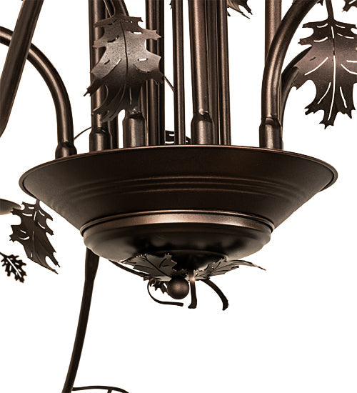Meyda Lighting Oak Leaf 96" 15-Light Mahogany Bronze Chandelier With Ivory Faux Candlelight