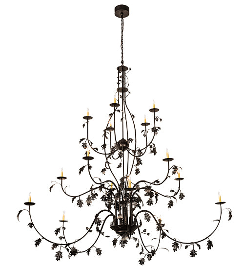 Meyda Lighting Oak Leaf 96" 15-Light Mahogany Bronze Chandelier With Ivory Faux Candlelight