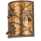 Meyda Lighting Oak Leaf & Acorn 10" 2-Light Antique Copper Wall Sconce With Amber Mica Shade Glass