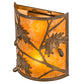 Meyda Lighting Oak Leaf & Acorn 10" 2-Light Antique Copper Wall Sconce With Amber Mica Shade Glass