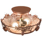 Meyda Lighting Oak Leaf & Acorn 11" 2-Light Antique Copper Flush Mount Light With Silver Mica Shade Glass