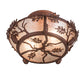 Meyda Lighting Oak Leaf & Acorn 11" 2-Light Antique Copper Flush Mount Light With Silver Mica Shade Glass