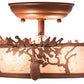 Meyda Lighting Oak Leaf & Acorn 11" 2-Light Antique Copper Flush Mount Light With Silver Mica Shade Glass