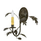 Meyda Lighting Oak Leaf & Acorn 11" Timeless Bronze Wall Sconce With Ivory Faux Candlelight