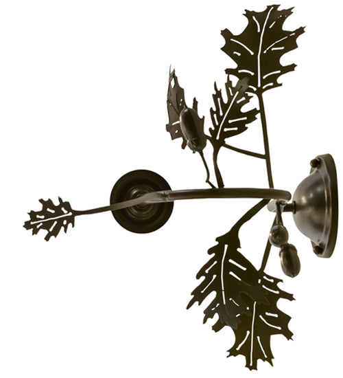 Meyda Lighting Oak Leaf & Acorn 11" Timeless Bronze Wall Sconce With Ivory Faux Candlelight