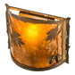 Meyda Lighting Oak Leaf & Acorn 12" Antique Copper Wall Sconce With Amber Mica & Silver Mica Shade Glass