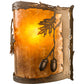 Meyda Lighting Oak Leaf & Acorn 12" Antique Copper Wall Sconce With Amber Mica & Silver Mica Shade Glass