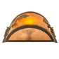 Meyda Lighting Oak Leaf & Acorn 12" Antique Copper Wall Sconce With Amber Mica & Silver Mica Shade Glass