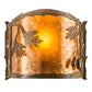 Meyda Lighting Oak Leaf & Acorn 12" Antique Copper Wall Sconce With Amber Mica & Silver Mica Shade Glass