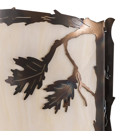 Meyda Lighting Oak Leaf & Acorn 12" Dark Burnished Antique Copper Wall Sconce With Creme Carrare Idalight Shade Glass