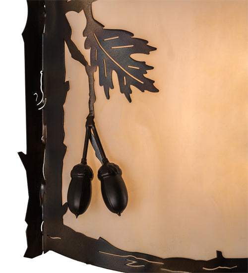 Meyda Lighting Oak Leaf & Acorn 12" Dark Burnished Antique Copper Wall Sconce With Creme Carrare Idalight Shade Glass