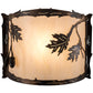 Meyda Lighting Oak Leaf & Acorn 12" Dark Burnished Antique Copper Wall Sconce With Creme Carrare Idalight Shade Glass