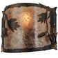 Meyda Lighting Oak Leaf & Acorn 12" Dark Burnished Antique Copper Wall Sconce With Silver Mica Shade Glass
