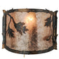 Meyda Lighting Oak Leaf & Acorn 12" Dark Burnished Antique Copper Wall Sconce With Silver Mica Shade Glass