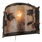 Meyda Lighting Oak Leaf & Acorn 12" Dark Burnished Antique Copper Wall Sconce With Silver Mica Shade Glass