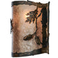 Meyda Lighting Oak Leaf & Acorn 12" Dark Burnished Antique Copper Wall Sconce With Silver Mica Shade Glass