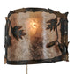 Meyda Lighting Oak Leaf & Acorn 12" Dark Burnished Antique Copper Wall Sconce With Silver Mica Shade Glass