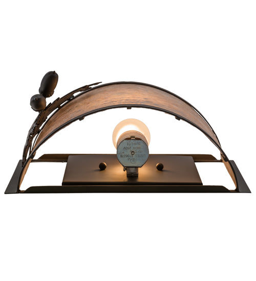 Meyda Lighting Oak Leaf & Acorn 12" Oil Rubbed Bronze Wall Sconce With Silver Mica Shade Glass