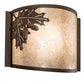 Meyda Lighting Oak Leaf & Acorn 12" Rust Wall Sconce With Silver Mica Shade Glass