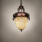 Meyda Lighting Oak Leaf & Acorn 13" 3-Light Mahogany Bronze Pendant Light With Brown & Beige Shade Glass