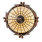 Meyda Lighting Oak Leaf & Acorn 13" 3-Light Mahogany Bronze Pendant Light With Brown & Beige Shade Glass