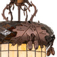 Meyda Lighting Oak Leaf & Acorn 13" 3-Light Mahogany Bronze Pendant Light With Brown & Beige Shade Glass