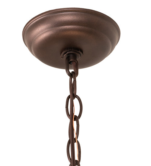 Meyda Lighting Oak Leaf & Acorn 13" 3-Light Mahogany Bronze Pendant Light With Brown & Beige Shade Glass