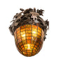 Meyda Lighting Oak Leaf & Acorn 15" 3-Light Mahogany Bronze Flush Mount Light With Bark Brown & Amber Shade Glass