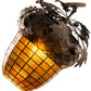 Meyda Lighting Oak Leaf & Acorn 15" 3-Light Mahogany Bronze Flush Mount Light With Bark Brown & Amber Shade Glass