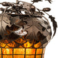 Meyda Lighting Oak Leaf & Acorn 15" 3-Light Mahogany Bronze Flush Mount Light With Bark Brown & Amber Shade Glass