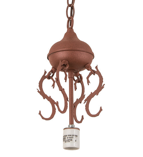 Meyda Lighting Oak Leaf & Acorn 15" Rust Pendant Light With Amber & Brown Shade Glass