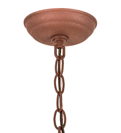 Meyda Lighting Oak Leaf & Acorn 15" Rust Pendant Light With Amber & Brown Shade Glass