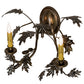 Meyda Lighting Oak Leaf & Acorn 16" 2-Light Dark Burnished Antique Copper Wall Sconce With Ivory Faux Candlelight
