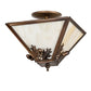Meyda Lighting Oak Leaf & Acorn 16" 3-Light Light Burnished Antique Copper Flush Mount Light With Beige Opal Shade Glass