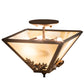 Meyda Lighting Oak Leaf & Acorn 16" 3-Light Light Burnished Antique Copper Flush Mount Light With Beige Opal Shade Glass