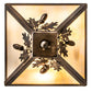 Meyda Lighting Oak Leaf & Acorn 16" 3-Light Light Burnished Antique Copper Flush Mount Light With Beige Opal Shade Glass