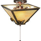 Meyda Lighting Oak Leaf & Acorn 16" 3-Light Mahogany Bronze Flush Mount Light With Beige Art Shade Glass