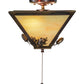 Meyda Lighting Oak Leaf & Acorn 16" 3-Light Mahogany Bronze Flush Mount Light With Beige Art Shade Glass