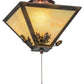 Meyda Lighting Oak Leaf & Acorn 16" 3-Light Mahogany Bronze Flush Mount Light With Beige Art Shade Glass