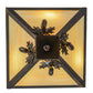 Meyda Lighting Oak Leaf & Acorn 16" 3-Light Mahogany Bronze Flush Mount Light With Beige Art Shade Glass
