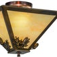 Meyda Lighting Oak Leaf & Acorn 16" 3-Light Mahogany Bronze Flush Mount Light With Beige Art Shade Glass
