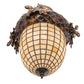 Meyda Lighting Oak Leaf & Acorn 16" Antique Copper Flush Mount Light With Beige & Brown Shade Glass