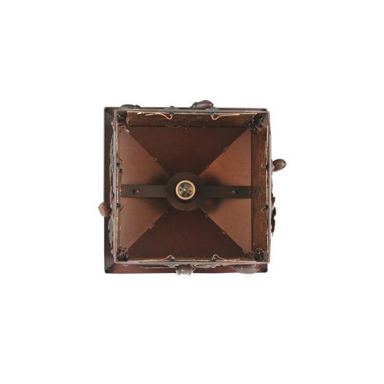 Meyda Lighting Oak Leaf & Acorn 17" Rust On Wrought Iron Pendant Light With Amber Mica Shade Glass