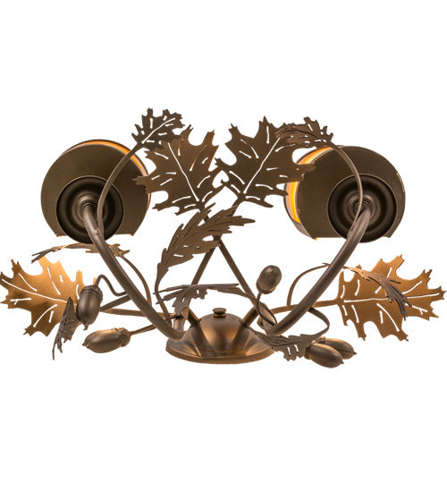 Meyda Lighting Oak Leaf & Acorn 18" 2-Light Tyler Bronze Wall Sconce With Tawnyrock Idalight Shade Glass
