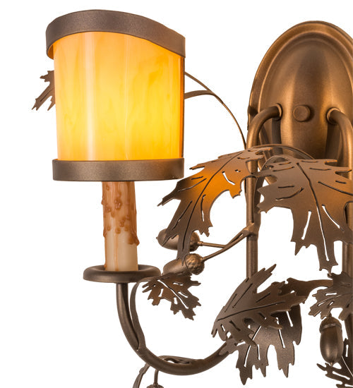 Meyda Lighting Oak Leaf & Acorn 18" 2-Light Tyler Bronze Wall Sconce With Tawnyrock Idalight Shade Glass