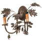 Meyda Lighting Oak Leaf & Acorn 18" 2-Light Tyler Bronze Wall Sconce With Tawnyrock Idalight Shade Glass