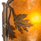 Meyda Lighting Oak Leaf & Acorn 184030 12" Antique Copper Wall Sconce With Amber Mica & Silver Mica Shade Glass