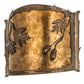 Meyda Lighting Oak Leaf & Acorn 184030 12" Antique Copper Wall Sconce With Amber Mica & Silver Mica Shade Glass